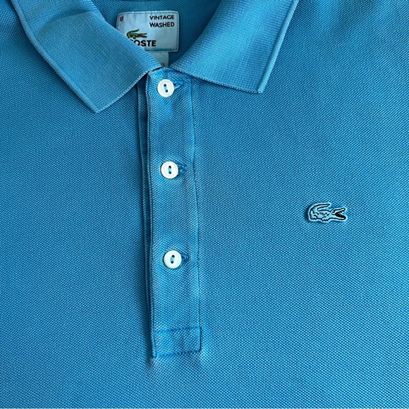 Lacoste Blue Vintage Washed Polo Shirt Mens Sz EU 8 US XXL - Picture 3 of 15
